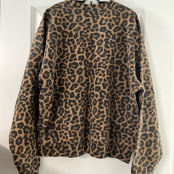 Anine Bing Miles Sweatshirt in Black and Brown Leopard - Picture 3 of 8